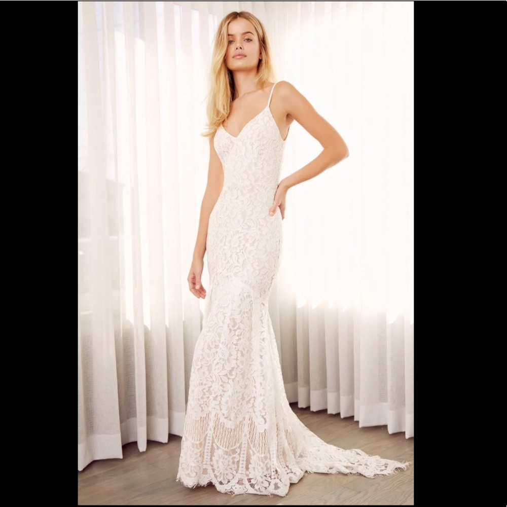Lulu’s Flynn Lace White Maxi Dress